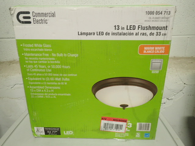 lot 3140 image: Commercial Electric Low-Profile White LED Round Puff