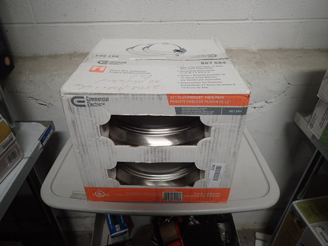 lot 3156 image: Commercial Electric Brushed Nickel 1-light Flush Mount