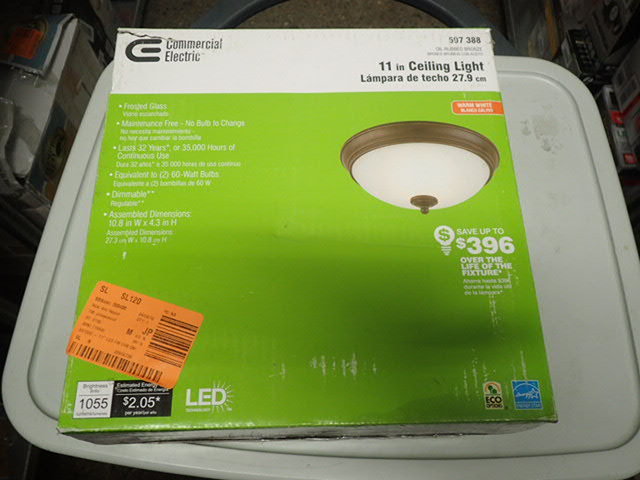 lot 3165 image: Commercial Electric Ceiling Mounted Lighting Oil Rubbed Bronze LED
