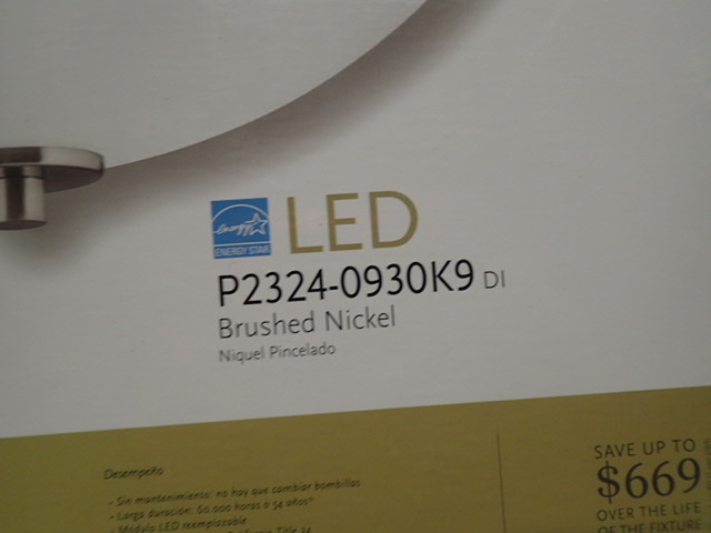 lot 3196 image: Progress Lighting Replay Collection 1 Light Brushed Nickel LED Semi Flush Mount Light
