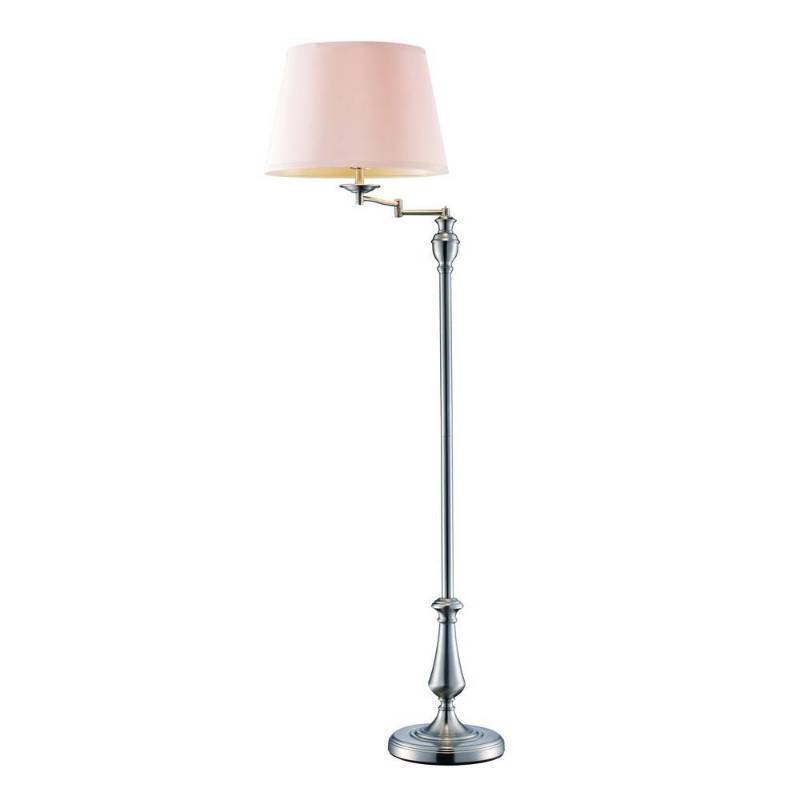 lot 3114 image: Hampton Bay 59 in. Brushed Nickel Swing-Arm Floor Lamp with Fabric Shade