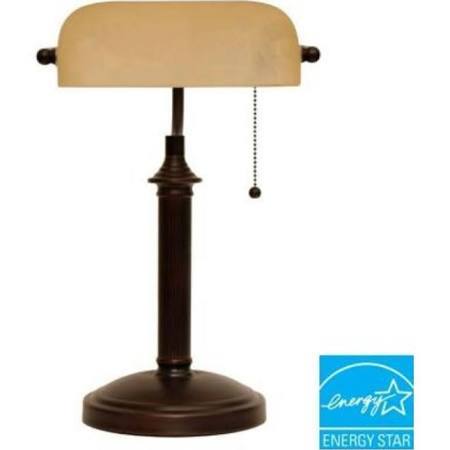 lot 3128 image: Hampton Bay Vintage Bronze Bankers Table Lamp W Shade Light Lamps