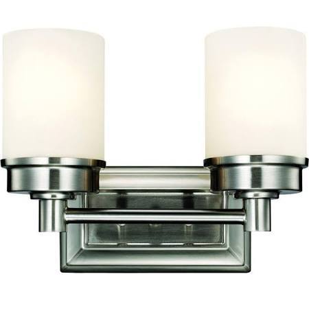 lot 3129 image: Hampton Bay Transitional 2-Light Brushed Nickel Vanity Light