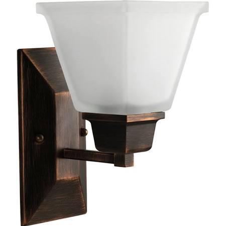 lot 3153 image: Progress Lighting P2733 North Park 1 Light Bathroom Wall Sconce with Square Etch Venetian Bronze Indoor Lighting Bathroom Fixtures Bathroom Sconce