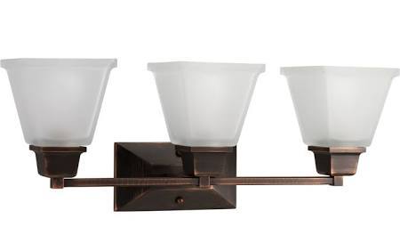 lot 3185 image: Progress Lighting P2743 North Park 3 Light Bathroom Vanity Light with Square Etc Venetian Bronze Indoor Lighting Bathroom Fixtures Vanity Light