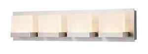 lot 3200 image: 4-Light LED Vanity Light Brushed Nickel Bath Lighting Fixture Wall Mount Modern