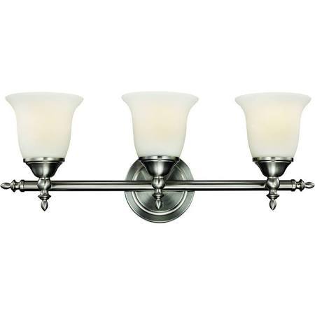 lot 3190 image: Hampton Bay Traditional 3-Light Brushed Nickel Vanity Light