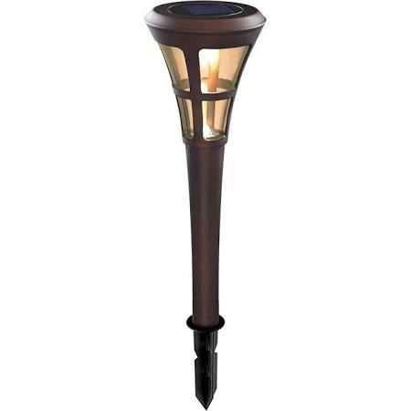 lot 3223 image: Hampton Bay 29130 Outdoor Solar Powered Landscape LED Mediterranean Bronze Clear Glass Lens Stake Path Light (6-Pack)