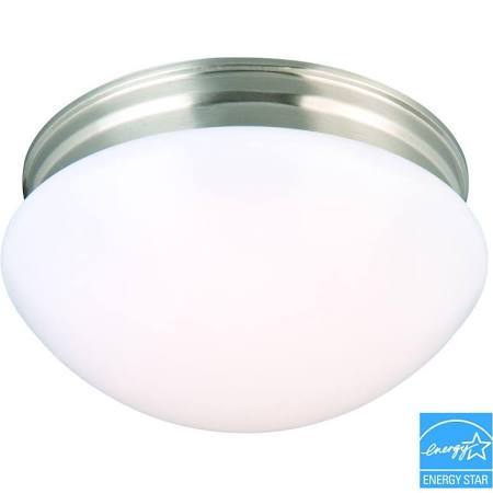 lot 3226 image: Hampton Bay Brushed Nickel LED Mushroom Flushmount