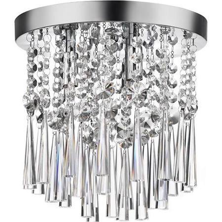 lot 3234 image: Home Decorators Collection 3-Light Chrome and Crystal Flushmount