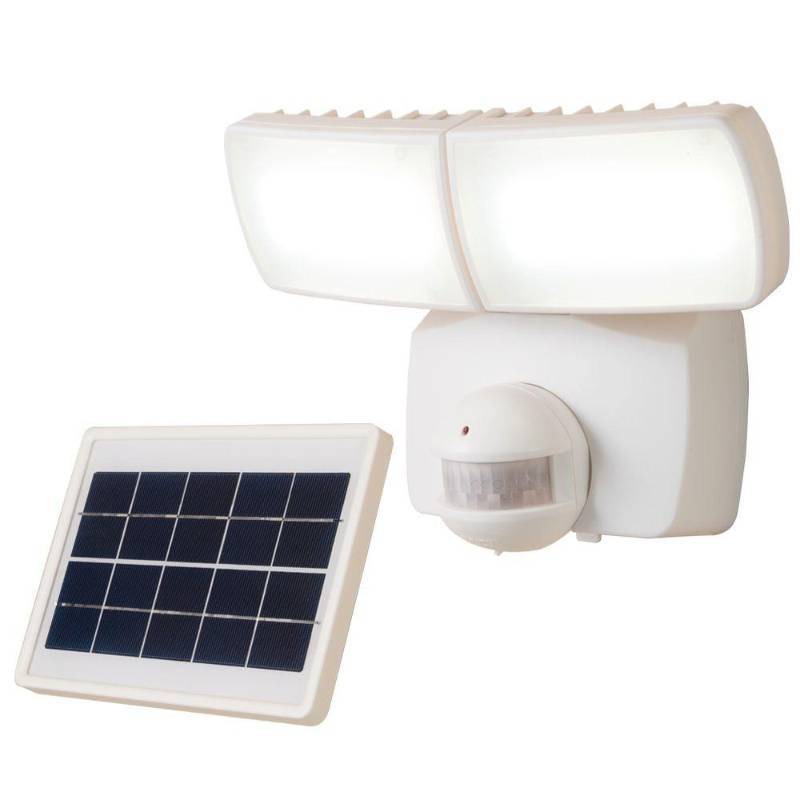 lot 3020 image: 180 Degree White Solar Motion Activated Led Twin Head Flood Light