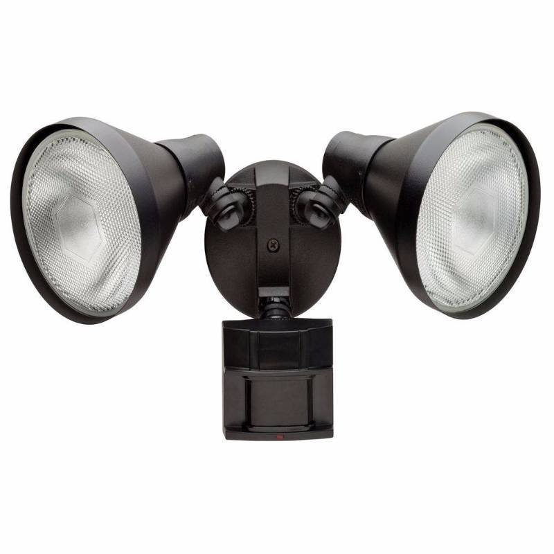 lot 3033 image: Flood Lights. 180-Degree Outdoor Black Motion-Sensing Security Light