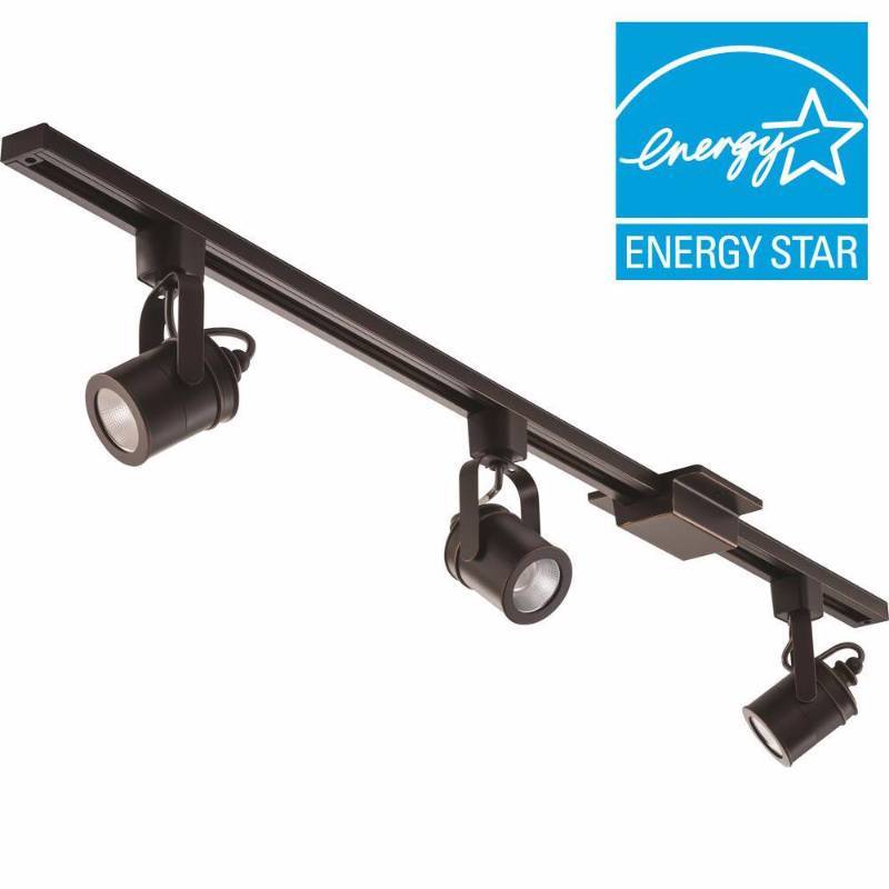 lot 3061 image: Lithonia Lighting Spotlight 44.5 in. 3-Light Oil-Rubbed Bronze Integrated LED Track Lighting Kit