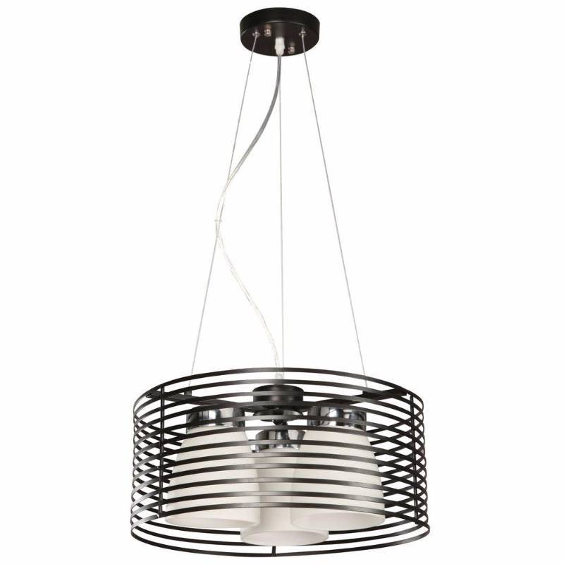 lot 3070 image: Hampton Bay Aranga 3-Light Matte Black Drum Pendant