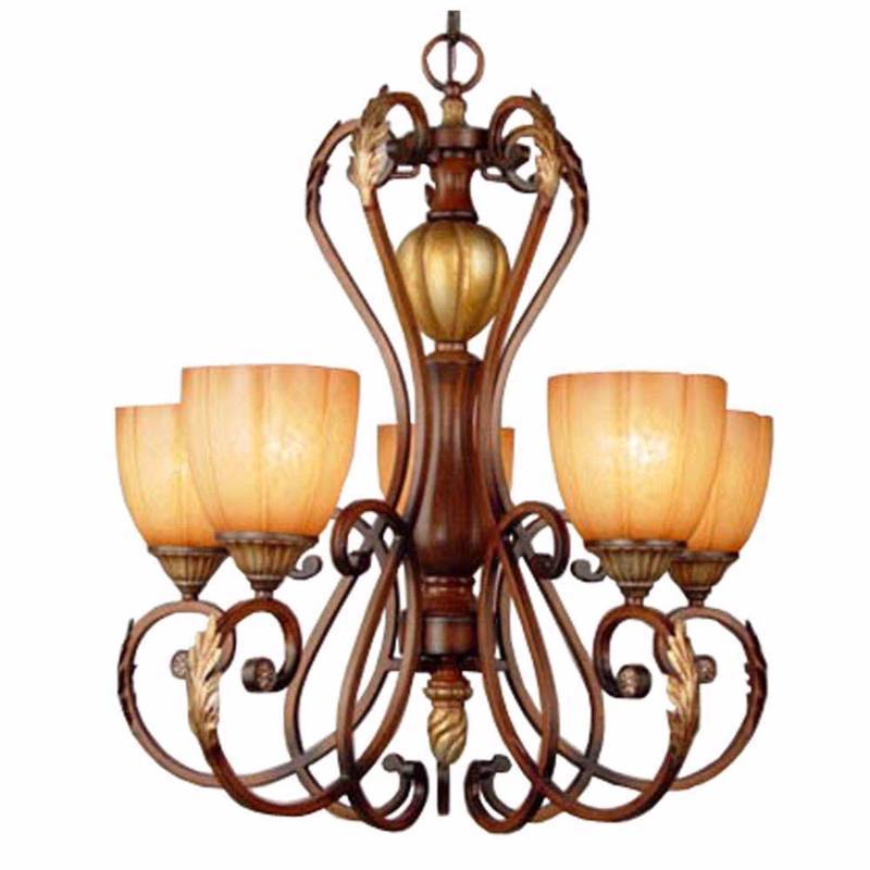 lot 3071 image: Hampton Bay Chateau Deville 5-Light Walnut Chandelier