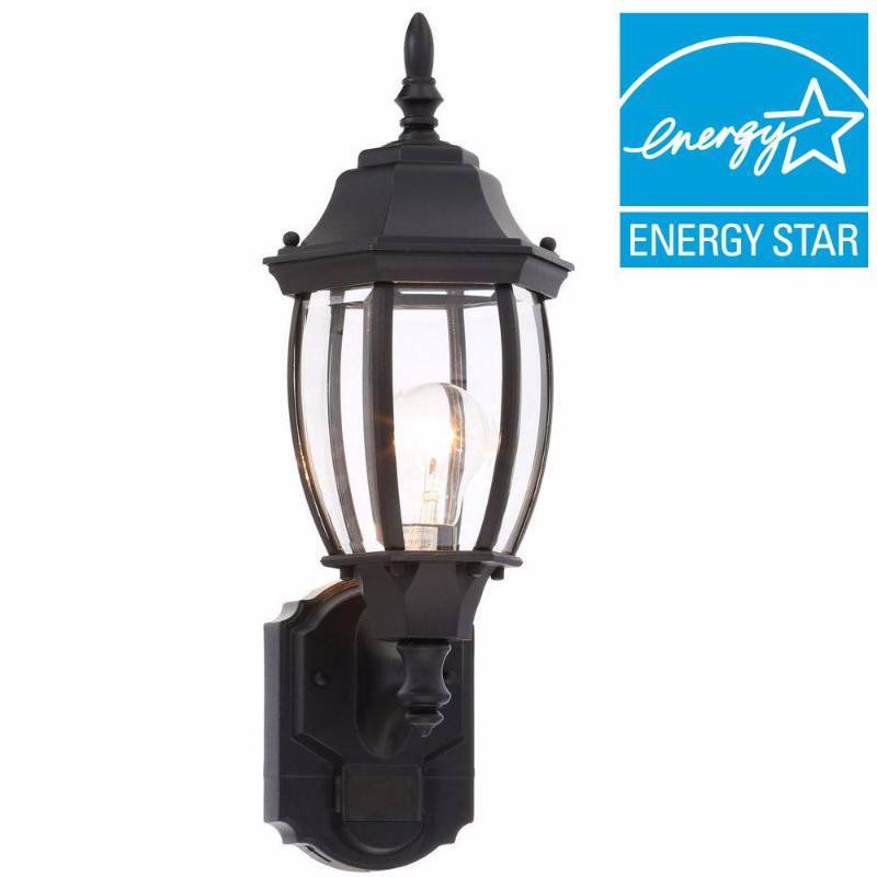 lot 3080 image: Hampton Bay Alexandria 180 Degree Black Motion-Sensing Outdoor Decorative Lamp