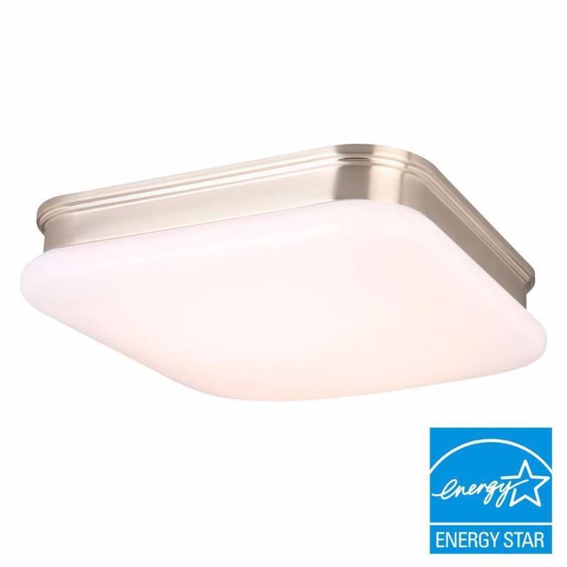 lot 3081 image: Hampton Bay 11 in. Brushed Nickel Square LED Flushmount