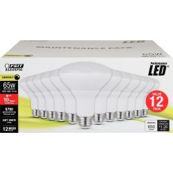 lot 3141 image: Feit Electric (12) Pack of 650 Lumen 2700K Dimmable LED Lights