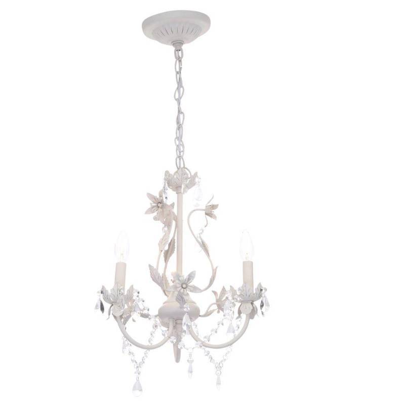 lot 3005 image: Hampton Bay Kristin 3-light Antique White Hanging Mini Chandelier