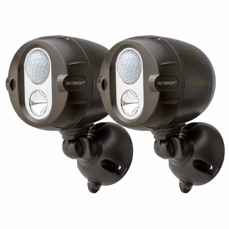 lot 3035 image: Mr Beams 180-Degree 2-Head Brown LED Motion-Activated Flood Light