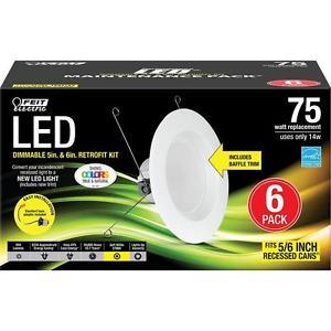 lot 3065 image: 6-Pack Feit Electric 5 & 6 in. White Trim Recessed Retrofit Baffle LED Light