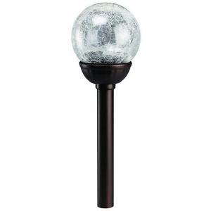 lot 3193 image: Hampton Bay 2-Light Solar Remington Bronze Cracked Glass Globe Path Light