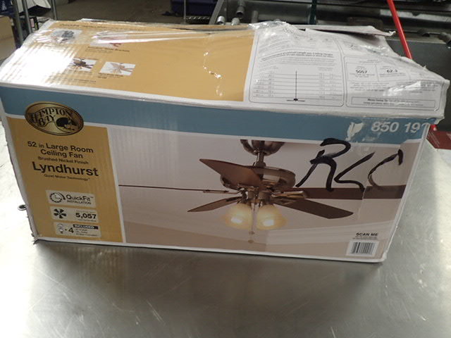 lot 3281 image: Hampton Bay Lyndhurst 52 in. Indoor Brushed Nickel Ceiling Fan