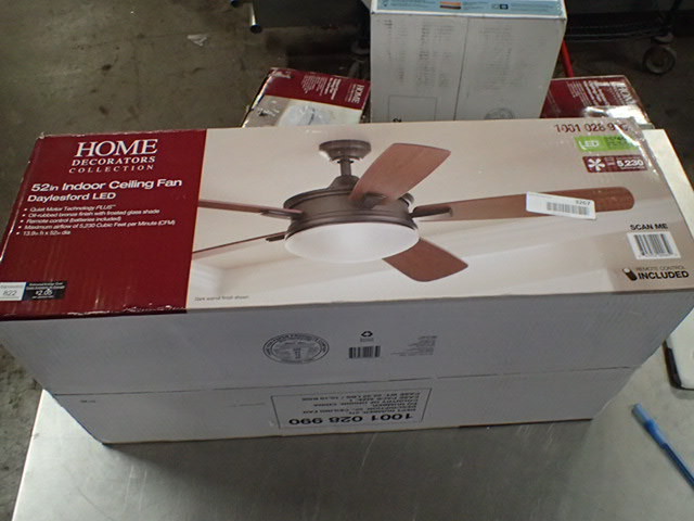 lot 3267 image: Home Decorators Collection Daylesford 52 in. LED Indoor Oiled-Rubbed Bronze Ceiling Fan