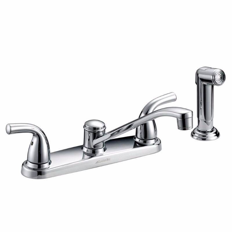 lot 3340 image: Glacier Bay Joss 2-Handle Standard Kitchen Faucet with Side Sprayer and Deck Plate in Chrome