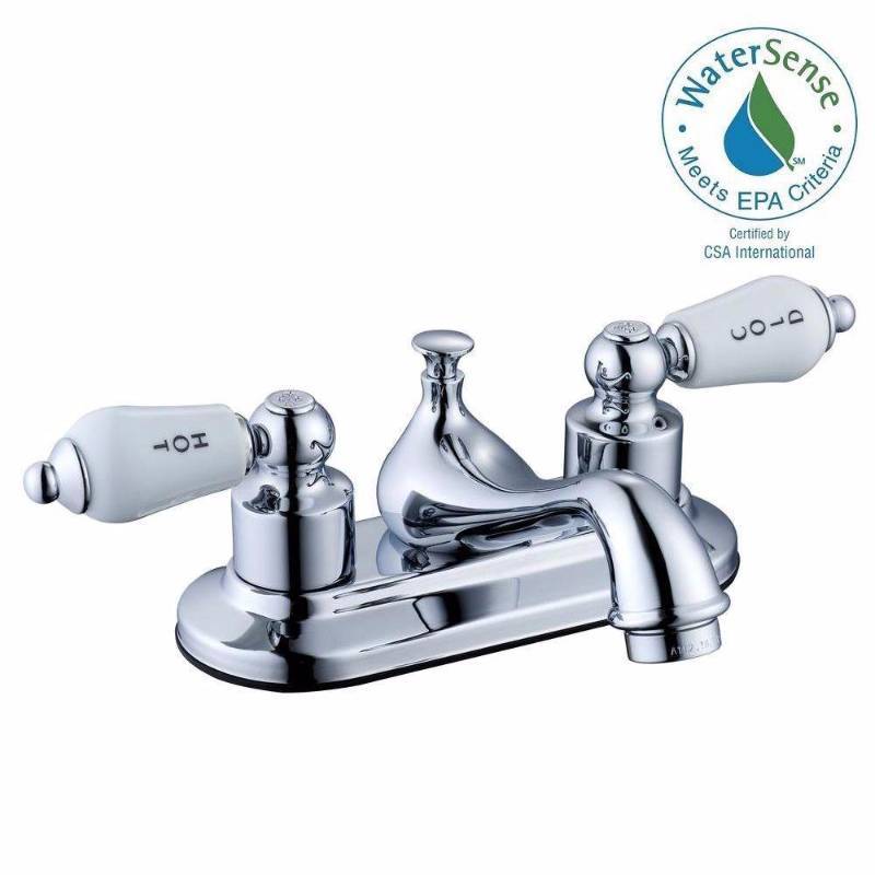 lot 3341 image: Glacier Bay Teapot 4 in. Centerset 2-Handle Low-Arc Bathroom Faucet in Chrome