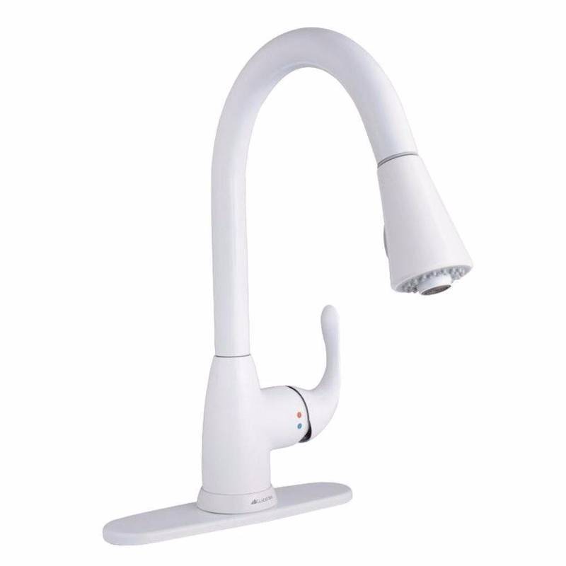 lot 3359 image: Glacier Bay Market Single-Handle Pull-Down Sprayer Kitchen Faucet in White
