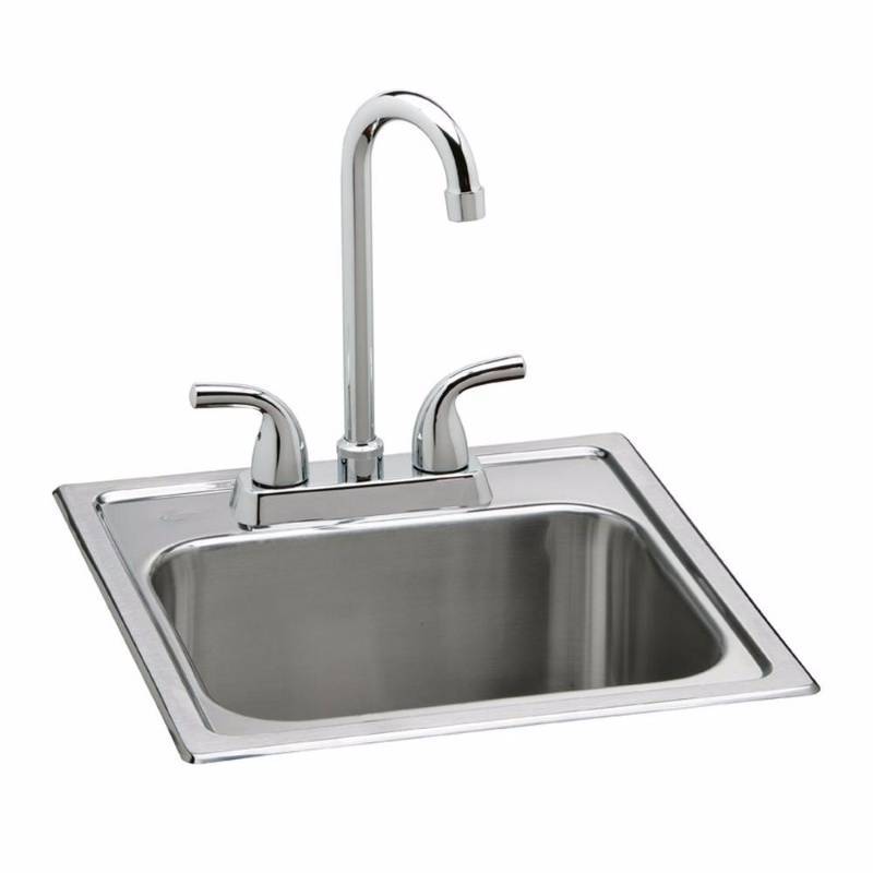 lot 3409 image: Elkay Neptune All-in-One Drop-In Stainless Steel 15 in. 2-Hole Single Bowl Bar Sink