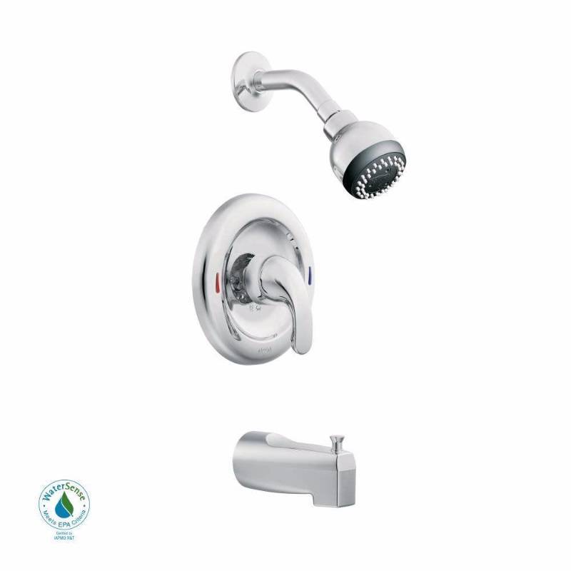 lot 3428 image: MOEN Adler Single-Handle 1-Spray Tub and Shower Faucet with Valve in Chrome