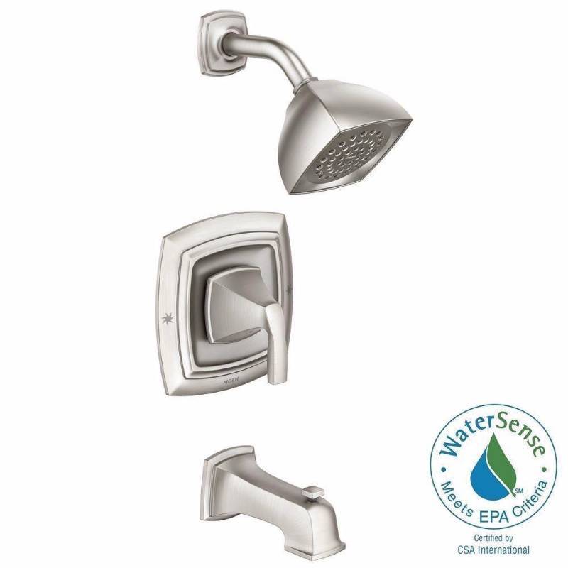 lot 3429 image: MOEN Hensley Single-Handle 1-Spray Tub and Shower Faucet with Valve in Spot Resist Brushed Nickel