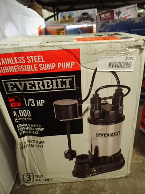 lot 3461 image: Everbilt Stainless Steel Submersible Sump Pump