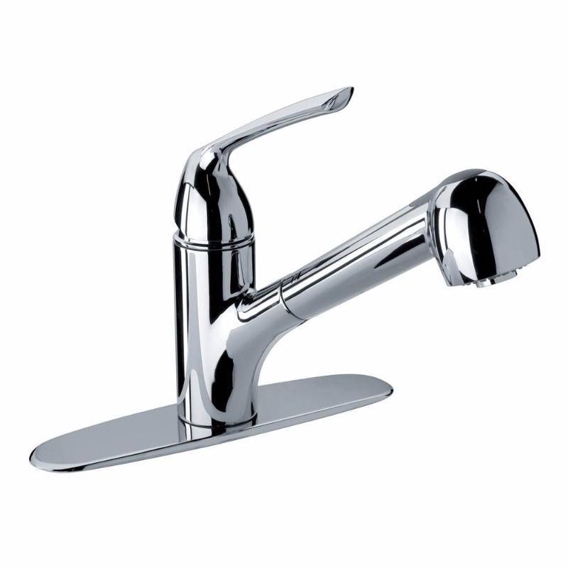 lot 3347 image: Glacier Bay Milano Single-Handle Pull-Out Sprayer Kitchen Faucet in Chrome