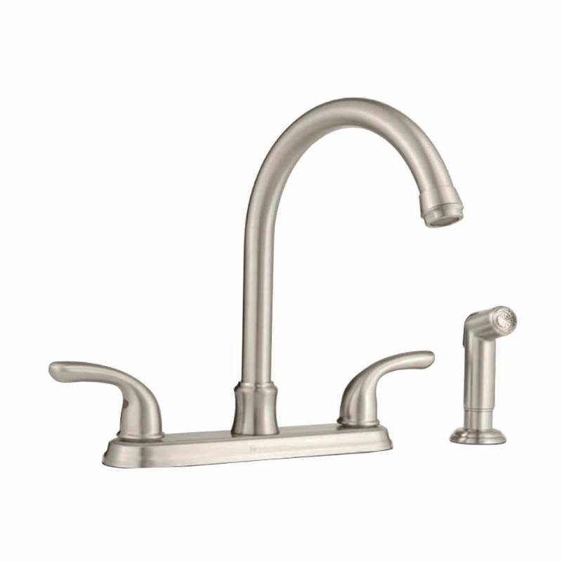 lot 3354 image: Glacier Bay Builders 2-Handle Standard Kitchen Faucet with Side Sprayer in Brushed Nickel