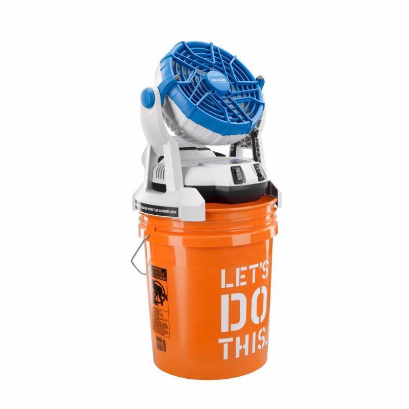 lot 3414 image: Arctic Cove 18-Volt Two Speed Misting Bucket Top Fan