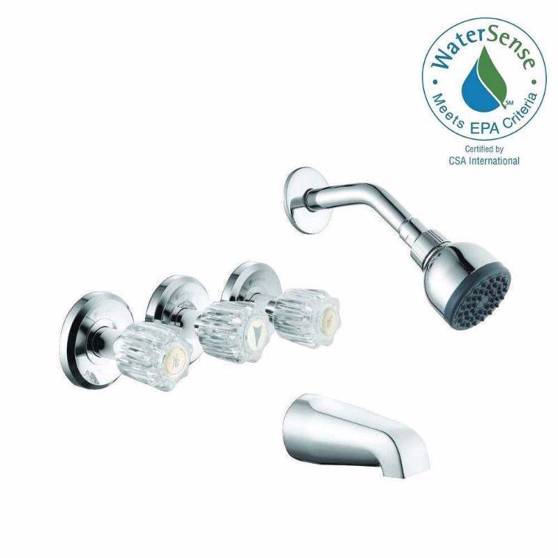 lot 3422 image: Glacier Bay Aragon 3-Handle 1-Spray Tub and Shower Faucet in Chrome