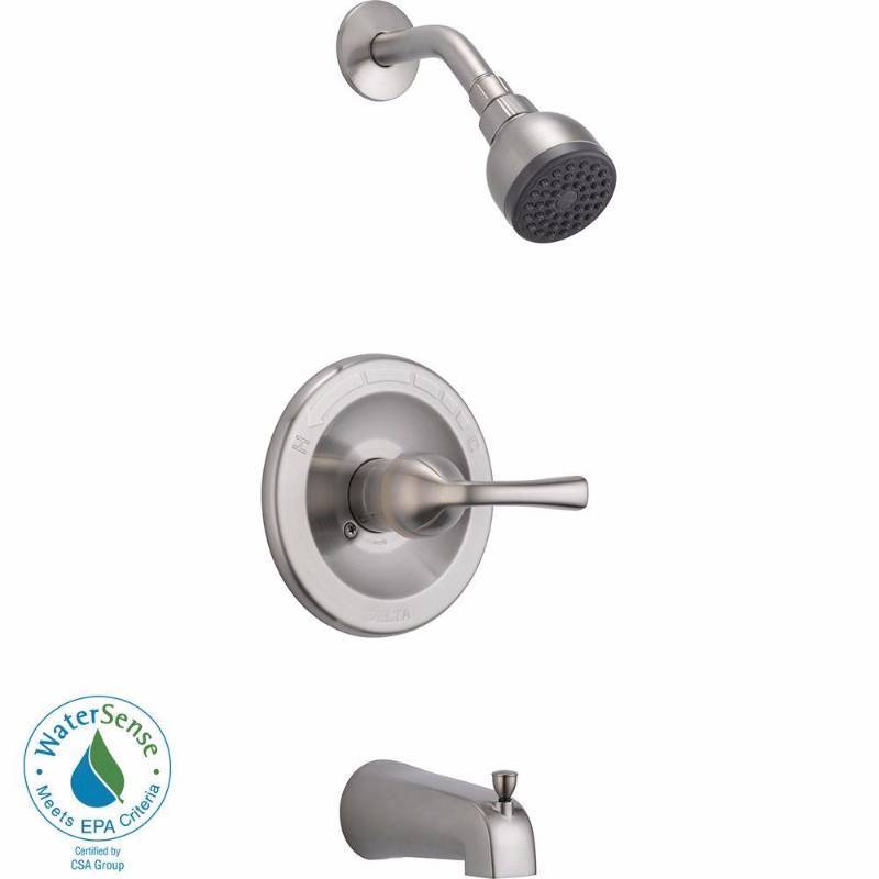 lot 3425 image: Delta Foundations Single-Handle 1-Spray Tub and Shower Faucet in Stainless