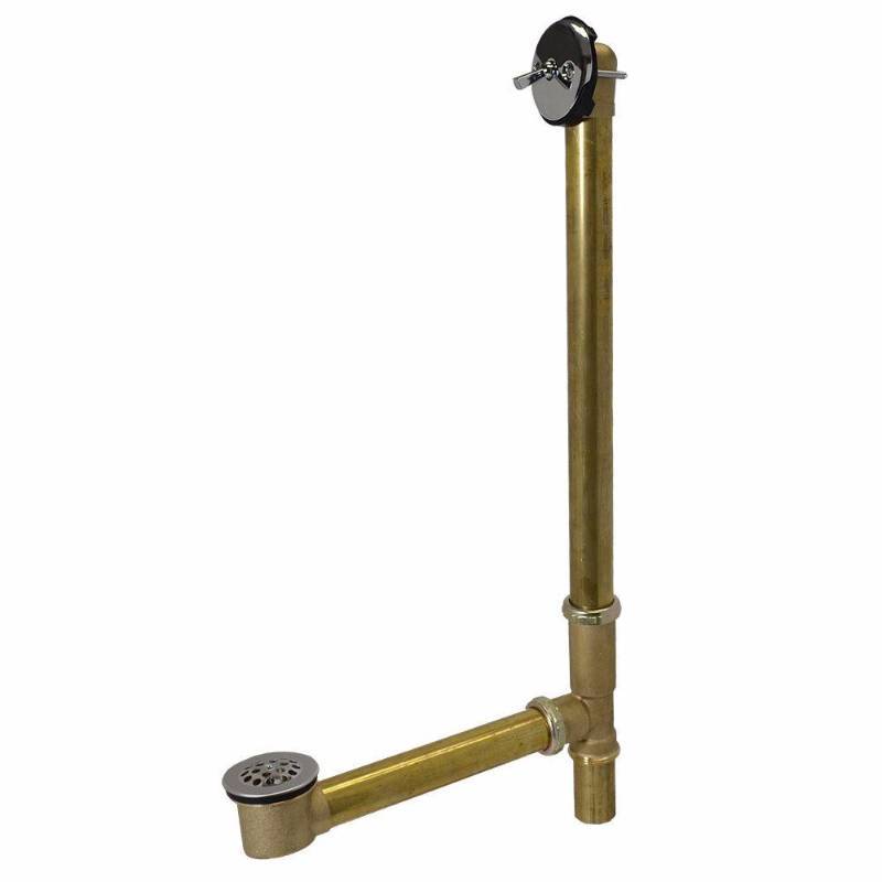 lot 3437 image: Everbilt Trip Lever 1-12 in. 20-Gauge Brass Pipe Whirlpool Bath Drain in Chrome