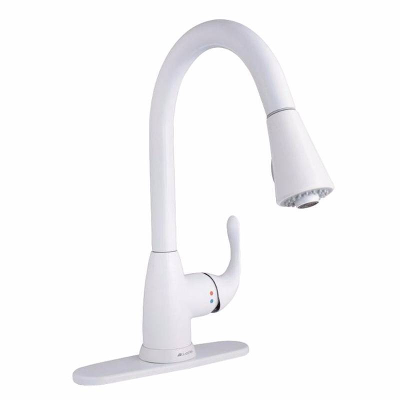 lot 3444 image: Glacier Bay Market Single-handle Pull-down Sprayer Kitchen Faucet in White