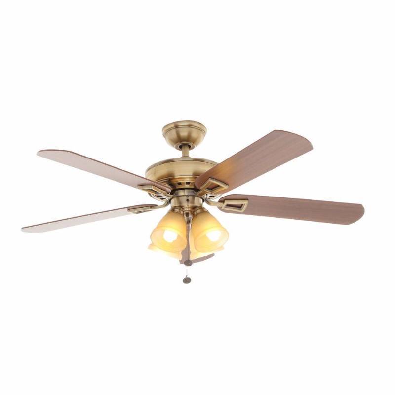 lot 3280 image: Hampton Bay Lyndhurst 52 in. Indoor Antique Brass Ceiling Fan