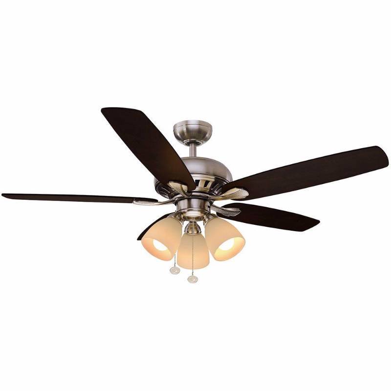 lot 3282 image: Hampton Bay Rockport 52 in. LED Brushed Nickel Ceiling Fan