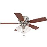 lot 3305 image: Hampton Bay Clarkston 44 In. Brushed Nickel Ceiling Fan with Light Kit