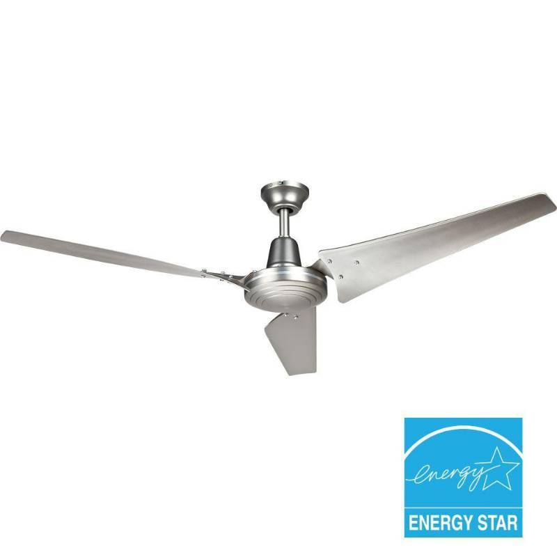 lot 3324 image: Hampton Bay Industrial 60 in. Brushed Steel Indoor Energy Star Ceiling Fan