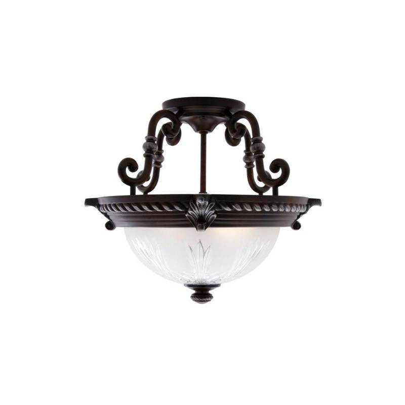 lot 3325 image: Hampton Bay Bercello Estates 2-Light Volterra Bronze Semi-Flush Mount Light