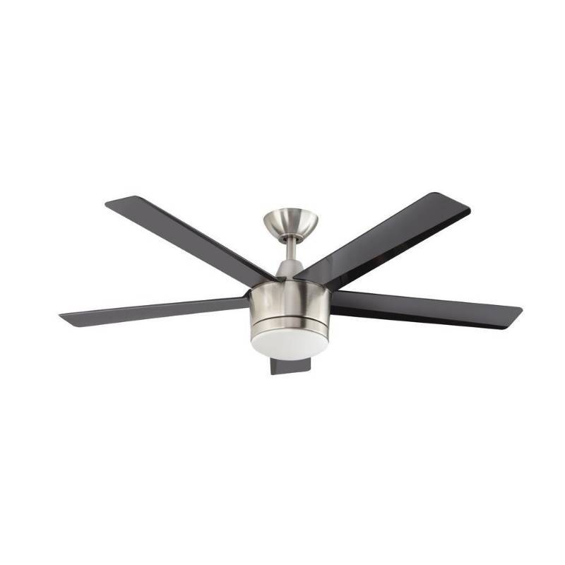 lot 3331 image: Home Decorators Collection Merwry 52 in. LED Indoor Brushed Nickel Ceiling Fan