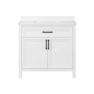 lot 7314 image: Home Decorators Collection Mayfield 36 in. W x 22 in. D Vanity in White with Cultured Marble Vanity Top in White with White Basin