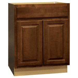 lot 7327 image: Set of 2-Hampton Bay Hampton Assembled 30 x 34.5 x 21 in. Bathroom Vanity Base Cabinet in Cognac, Red